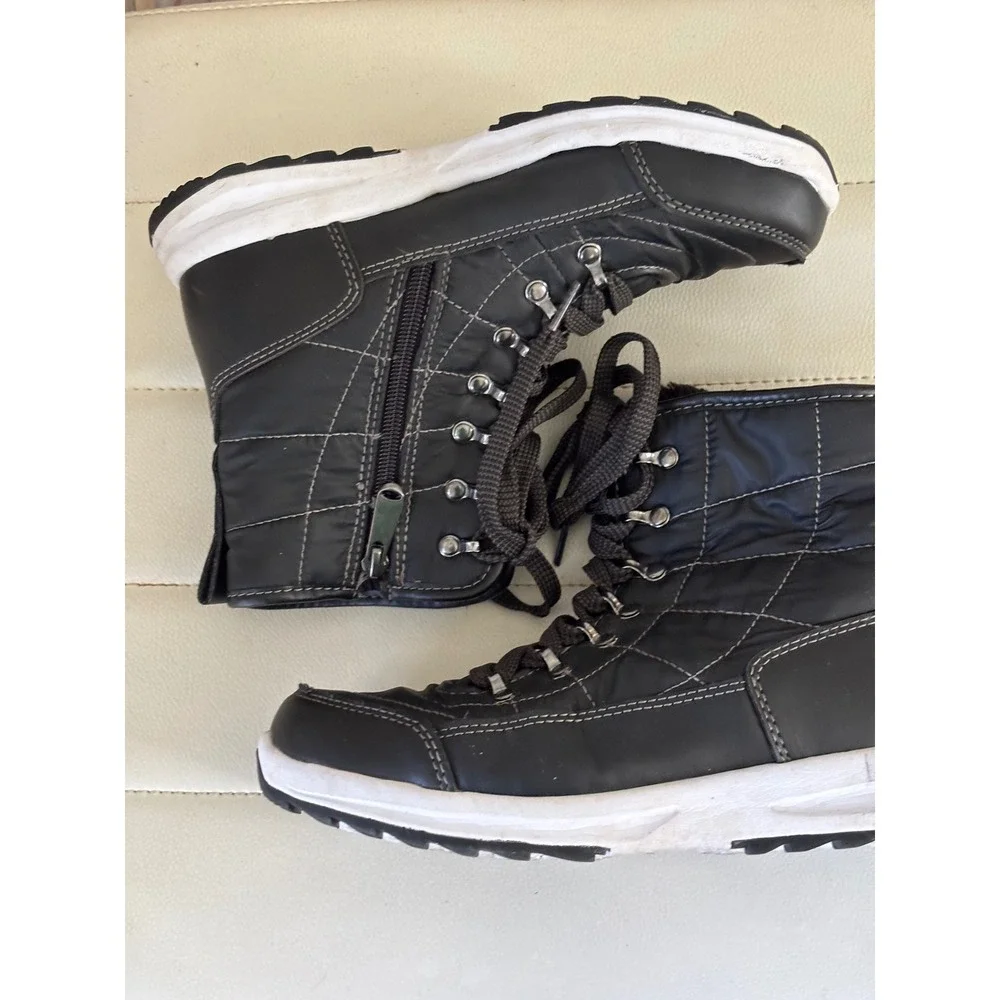 Weatherproof‎ Katie Black Quilted Winter Snow Boots Faux Fur Lined Size 6M
